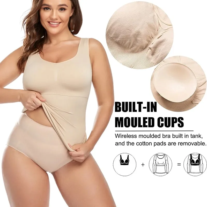 Tanktops für Damen mit integriertem BH, lässiger, breiter Träger, Basic-Camisole, ärmelloses Top, Shaper mit abnehmbarem BH — image 4