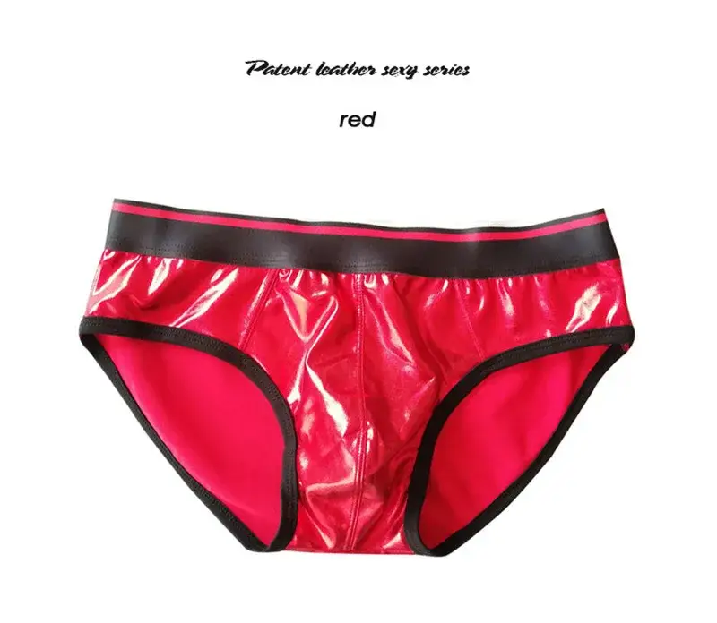 Sexy Men's Underwear Patent Leather Briefs Jockstrap Stretch Sissy Pouch Panties Underwear Briefs Male Fashion Comforty — image 4