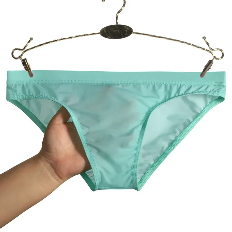 Summer Ice Silk Man Solid Transparent Low Waist Underwear Seamless Breathable Soft Tight Thin Fashion Yong Male U Convex Breifs — image 1