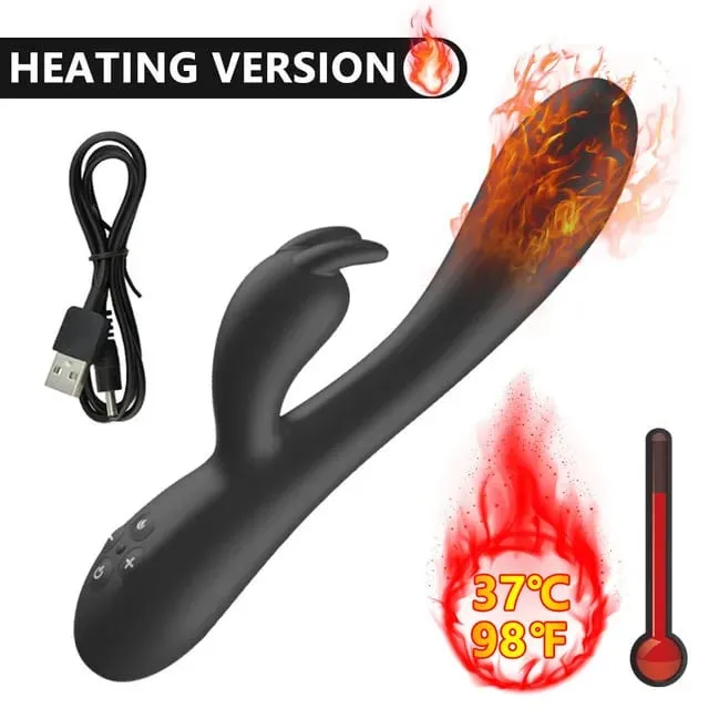 USB Charging Heating AV Rabbit Dildo Vibrator Vagina Clitoris Stimulator G-Spot Adult Game Sex Toys for Women Female Masturbator — image 8