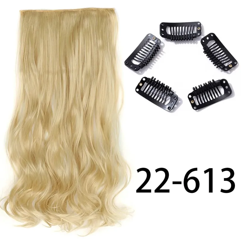 Synthetic Long Straight Clip In One Piece Hair Extension 5 Clips False Blonde Hair Brown Black Heat Resistant Fake Hair — image 33