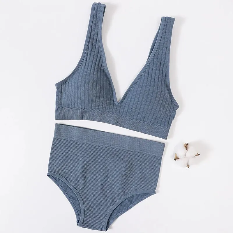 Femmes soutien-gorge bref ensemble profond V côtelé soutien-gorge sans couture Bralette sport haut court sous-vêtements de Fitness femme Sexy Lingerie mode brassière — image 3