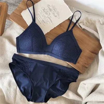 Sexet trådløs tynd bomuldsskål BH-sæt blonde mode BH og trusser sæt Undertøj uden sten Lingeri Dame bralette Briefs — image 2