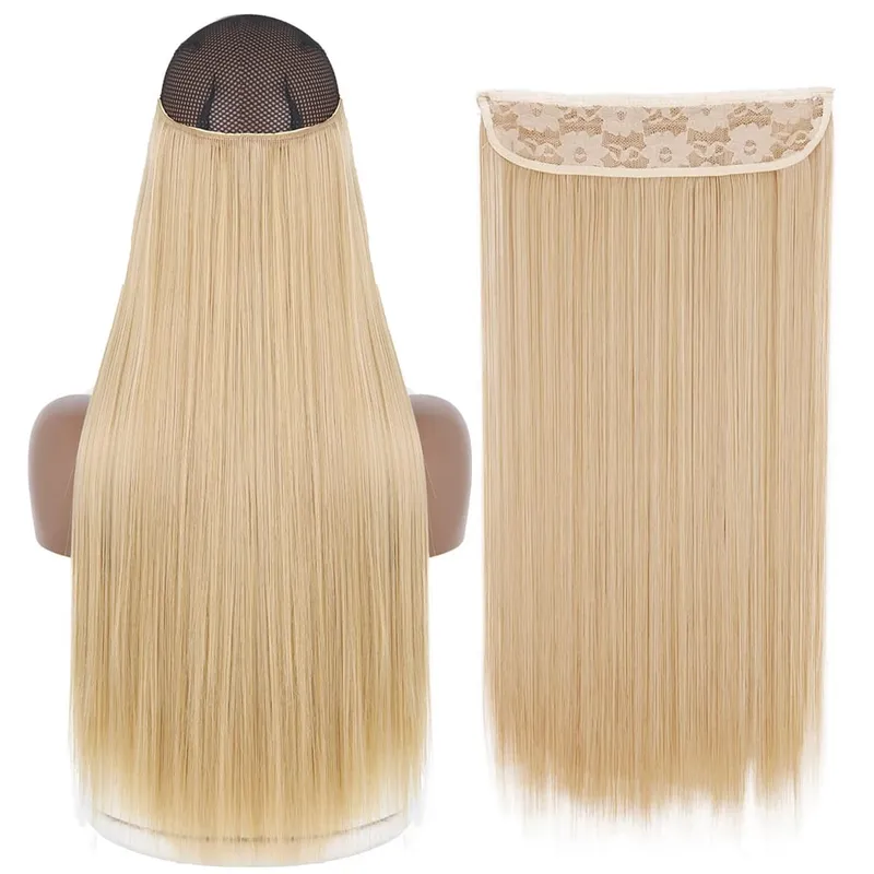 Synthetic No Clip Wave Hair Extensions Hidden Secret False Hairpiece One Piece Fish Line Fake Hair Piece — image 34