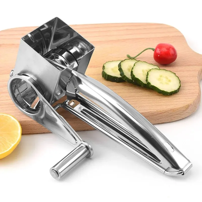 304 Stainless Steel Cheese Grater with 3 cutters Household Kitchen Hand Rotation Creative for cheese nut baking tools — image 3