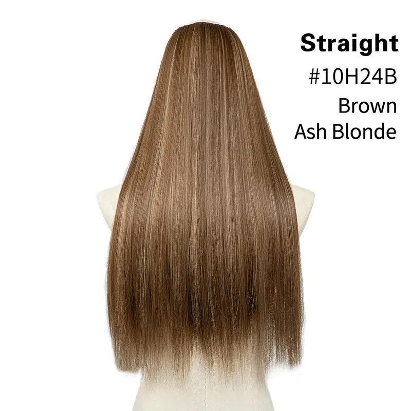 Premium Synthetic Straight U Part Clip in Hair Extension Long Daily Use Clip-on Natural Thick Fake Blonde Hairpieces For Woman — image 18