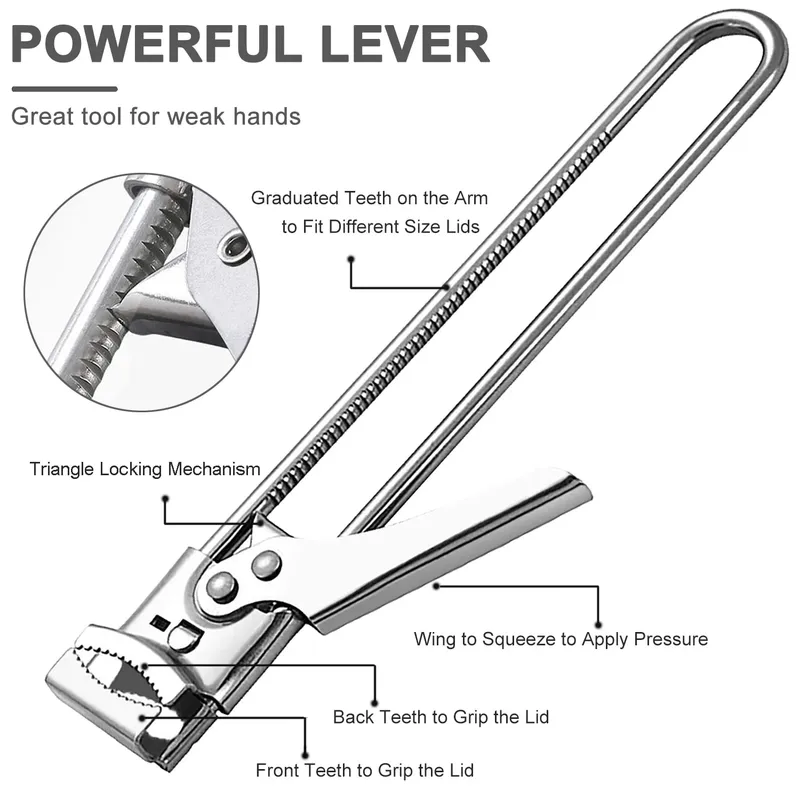 Adjustable Multi-Function Jar Opener Stainless Steel Professional Manual Jar Bottle Opener Glass Lid Remover Kitchen Accessories — image 9