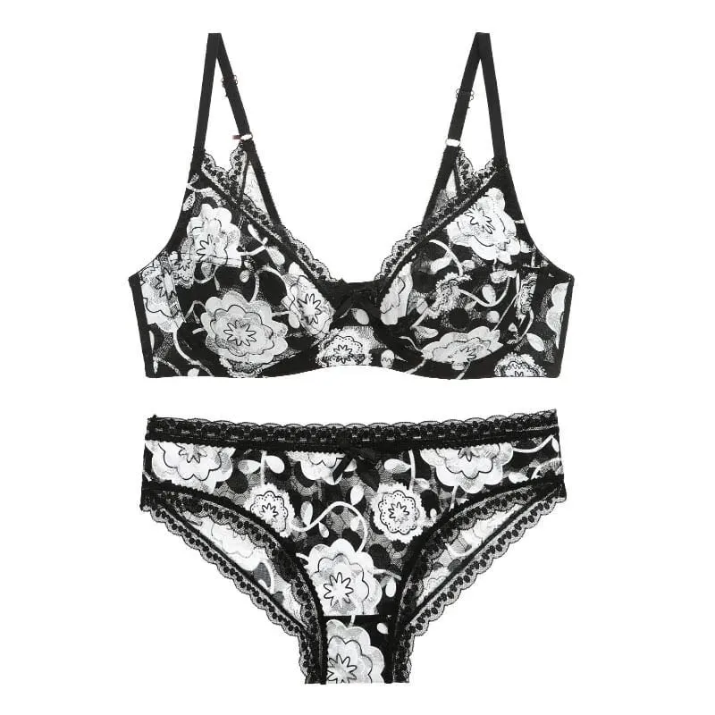 DaiNaFang New Sexy High Quality Women Ultra Thin Thick 75-95 BCDE Cup Bra Sets Lace Push Up Underwear Panties Plus Size Lingerie