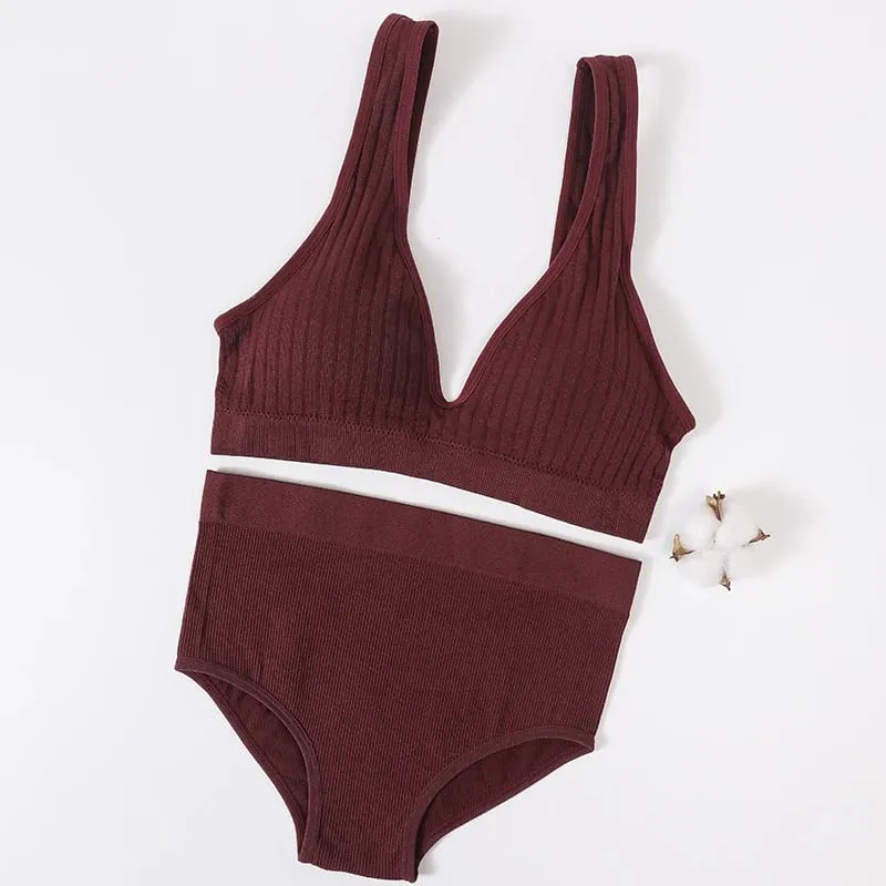Femmes soutien-gorge bref ensemble profond V côtelé soutien-gorge sans couture Bralette sport haut court sous-vêtements de Fitness femme Sexy Lingerie mode brassière — image 7