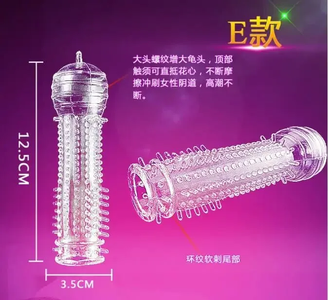 Reusable Condom Penis Sleeve Male Enlargement Time Delay Spike Clit Massager Cover Crystal Clear Condoms Adult Sex Toy — image 11