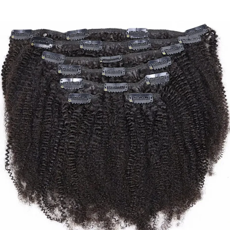 4C Clips Virgin Remy Human Hair Extensions Tight Small Afro Kinky Curly Clip In Hair Extensions African Black Women