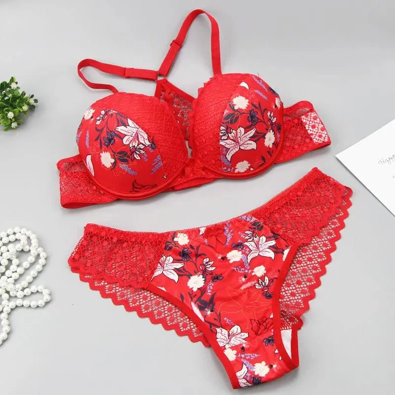 2022 New Thong Underwear Push Up Lace Hollow Out Brassiere ABCDE Cup Bras Panty Set Femme Panties Female Lingerie — image 7
