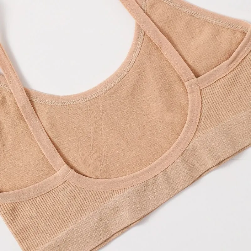 Women Seamless Bra And Panties Set U-Back Bralette Top Comfort Breathable Briefs Ribbed Sexy Lingerie Sports Underwear Set