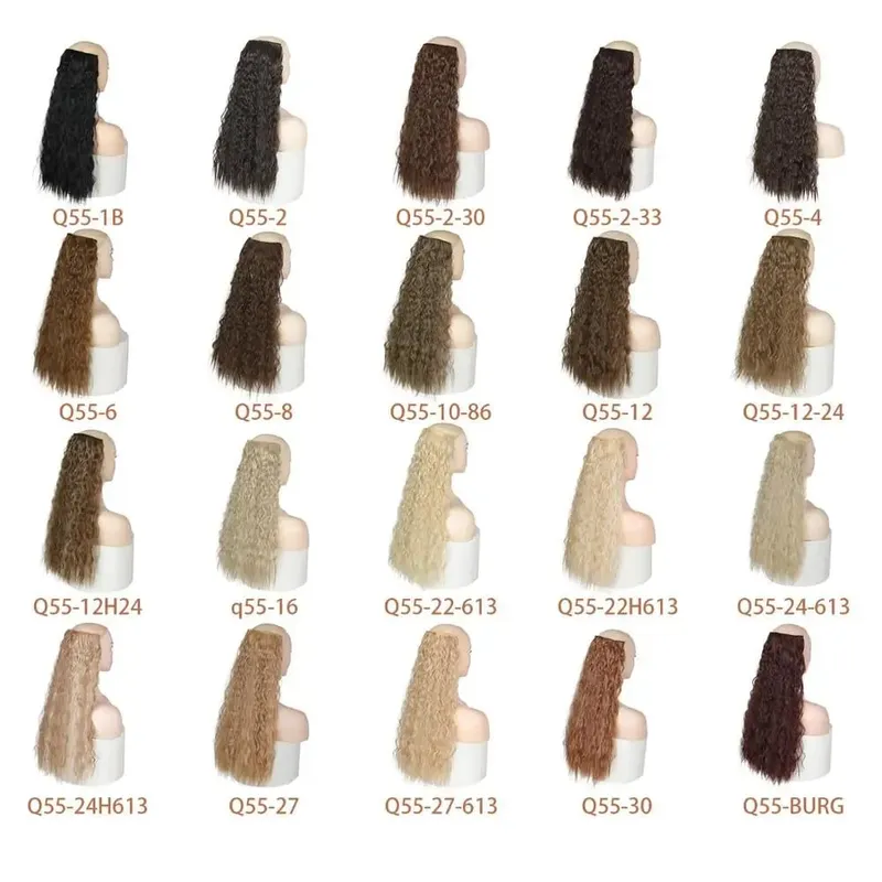 Synthetic 5 Clip In Hair Extensions Long Curly Hairstyle Hairpiece Natural Brown Black 80cm Heat Resistant Fake Hair For Women — image 7