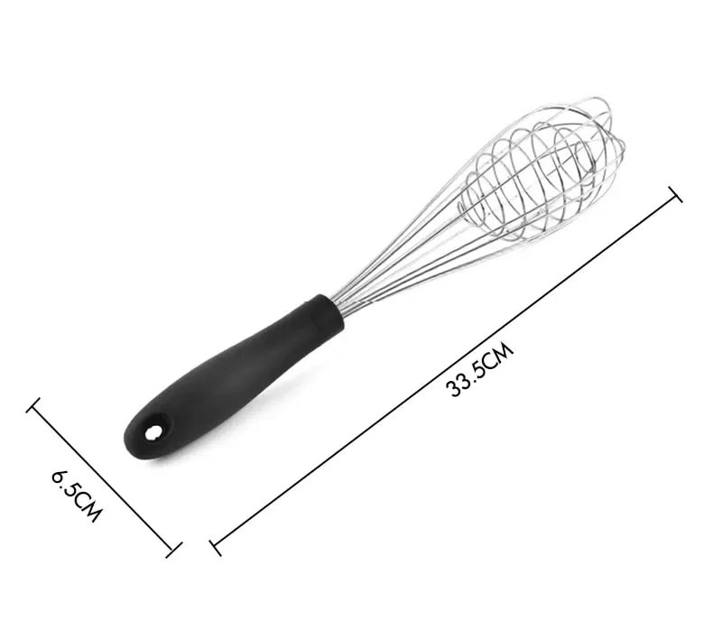 Stainless Steel + TPR Handle Egg Beater Kitchen Balloon Wire Whisk Mixer Foamer for Cooking Baking Blending Whisking Stirring