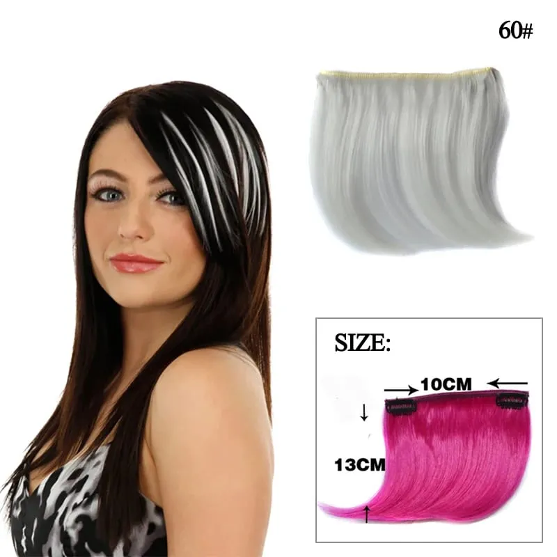 Synthetic Clip-In Hair Bangs Extensions Purple Pink Blue Short Hairpiece Fake Hair for Female