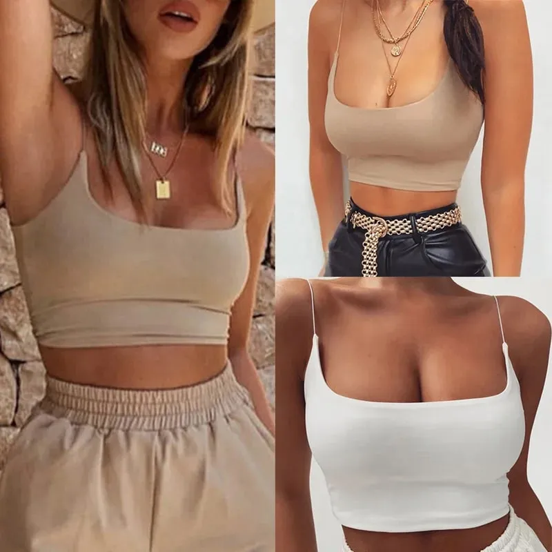 Womens Summer Camis Tanks Tops Sleeveless Cotton Bustier Unpadded Bandeau Bra Vest Crop Top Seamless Tees — image 6