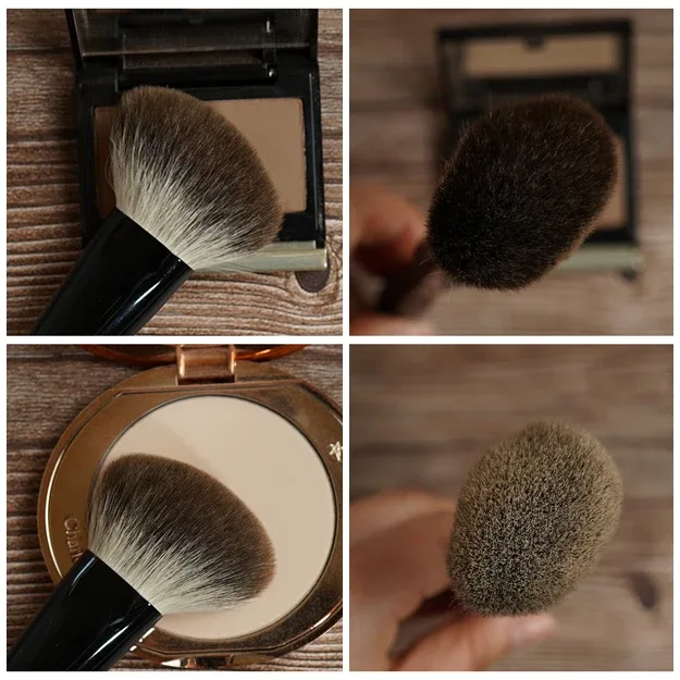 F03 Professional Handmade Makeup Brushes Soft Fox Hair Angled Contour Brush Ebony Handle Cosmetic Tools Make Up Brush