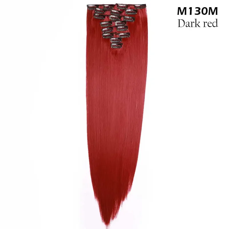 S-noilite Synthetic 8PCS/Set 18Clips Clip in Hair Extensions Long Straight Hair Extension Clip in Hair for Women — image 17