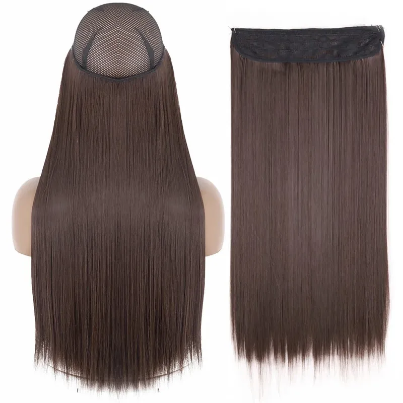 Synthetic No Clip Wave Hair Extensions Hidden Secret False Hairpiece One Piece Fish Line Fake Hair Piece — image 13