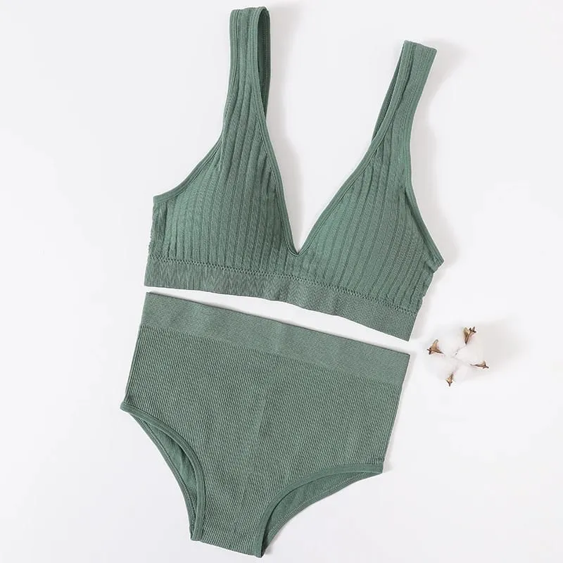 Femmes soutien-gorge bref ensemble profond V côtelé soutien-gorge sans couture Bralette sport haut court sous-vêtements de Fitness femme Sexy Lingerie mode brassière — image 4