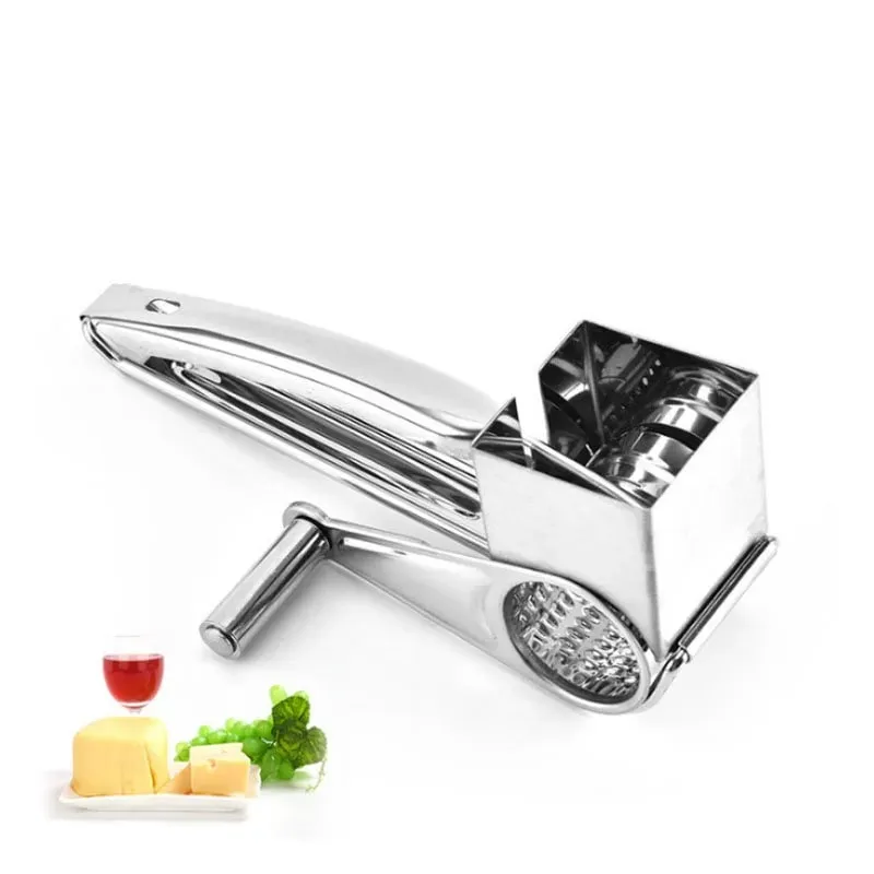 304 Stainless Steel Cheese Grater with 3 cutters Household Kitchen Hand Rotation Creative for cheese nut baking tools — image 5