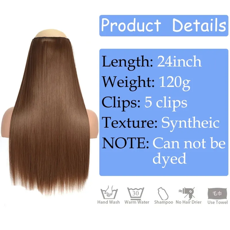 Hairstar 24' Long Straight Curly One Piece 5 Clips Clip-In Hair Extensions Synthetic Hairpieces for Woman — image 4