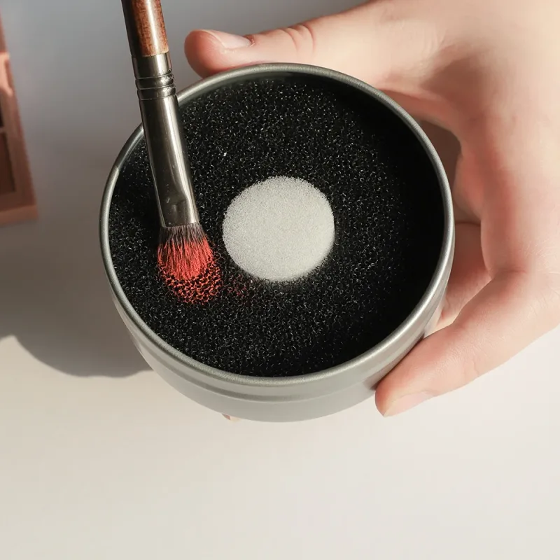 OVW Makeup Brush Dry Cleaner Box Double Use Eye Shadow Brushes Color Remover Sponge Brush Washing Scrubber Clean Kit — image 2