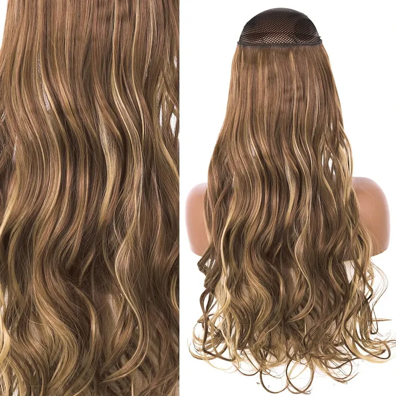 Synthetic No Clip Invisible Wire Hair Extensions Straight Black Blonde One Piece False Hairpiece Hair Extension — image 42