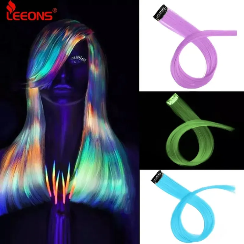 Synthetic 50Cm Rainbow Colors One Clip In Hair Extensions Straight Long Synthetic For Women Hair Piece Blue Pink Purple Red 12G