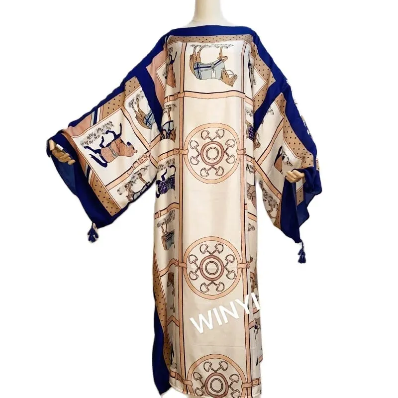 Cotton Robe Femme Hiver Платье Elegant Long Sleeve Мусульманские Комплекты Splicing Stripe Print Female Dresses Vestdios Abaya — image 9