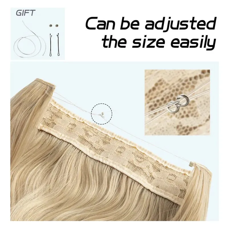 Synthetic Hair Extensions No Clips Fake Ombre Pink Blonde Brown Black Natural Wavy False Hair Piece For Woman — image 5