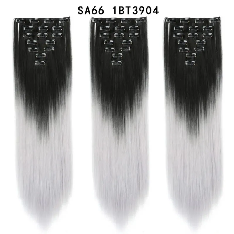 24Inch Synthetic Long Straight Hair Extensions 7pcs/Set 16 Clips in High Tempreture Fiber Synthetic Red Black Brown Hair Piece — image 33