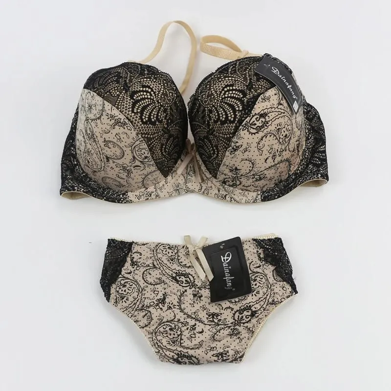 2025 New Brand Sexy High-Quality Push Up Padded Underwire Bow Bras Set Lace Flower Underwear For Womes Large Size Lingerie — image 6