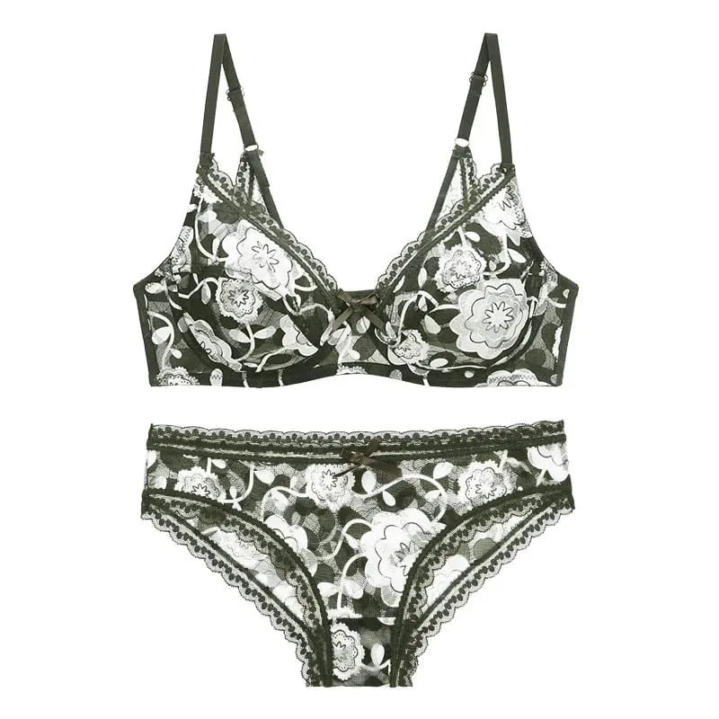 DaiNaFang New Sexy High Quality Women Ultra Thin Thick 75-95 BCDE Cup Bra Sets Lace Push Up Underwear Panties Plus Size Lingerie — image 7