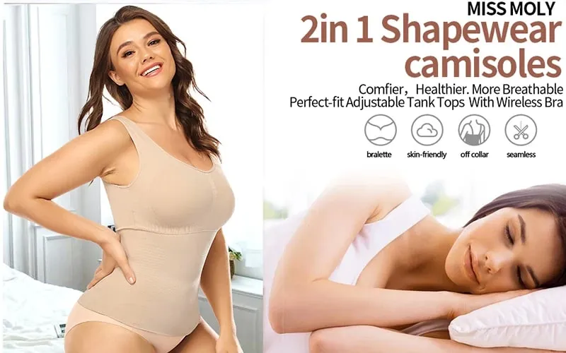 Tanktops für Damen mit integriertem BH, lässiger, breiter Träger, Basic-Camisole, ärmelloses Top, Shaper mit abnehmbarem BH — image 8