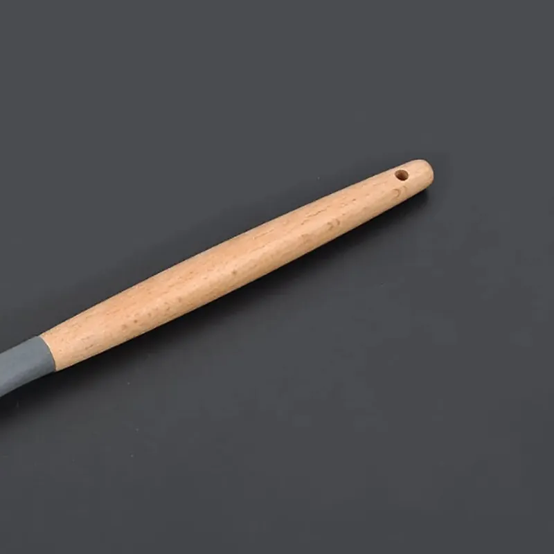 Silicone World Cooking Kitchenware Tool Silicone Utensils With Wooden Multifunction Handle Non-Stick Spatula Spoon Brush — image 5