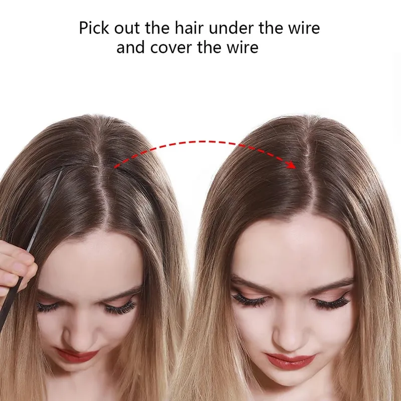 Synthetic Natural Synthetic Hair Extensions No Clip In Artificial Fake Ombre Blonde Brown Black Pink Wavy False Hair Piece — image 5