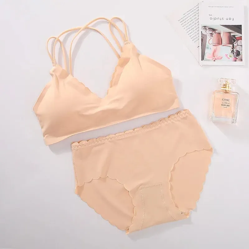 Women Seamless Bra And Panties Set Wire Free Bra Top Push Up Bralette Briefs Japanese Underwear Set Female Sexy Lingerie — image 3