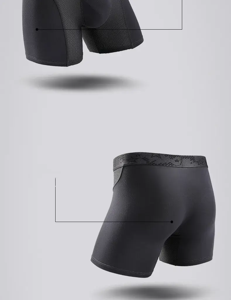 Mens Underwear Modal Boxers Shorts Hombre Solid Mesh Breathable Pouch Panties Man Long Leg Underpants Cueca Calzoncillos XL-6XL — image 15