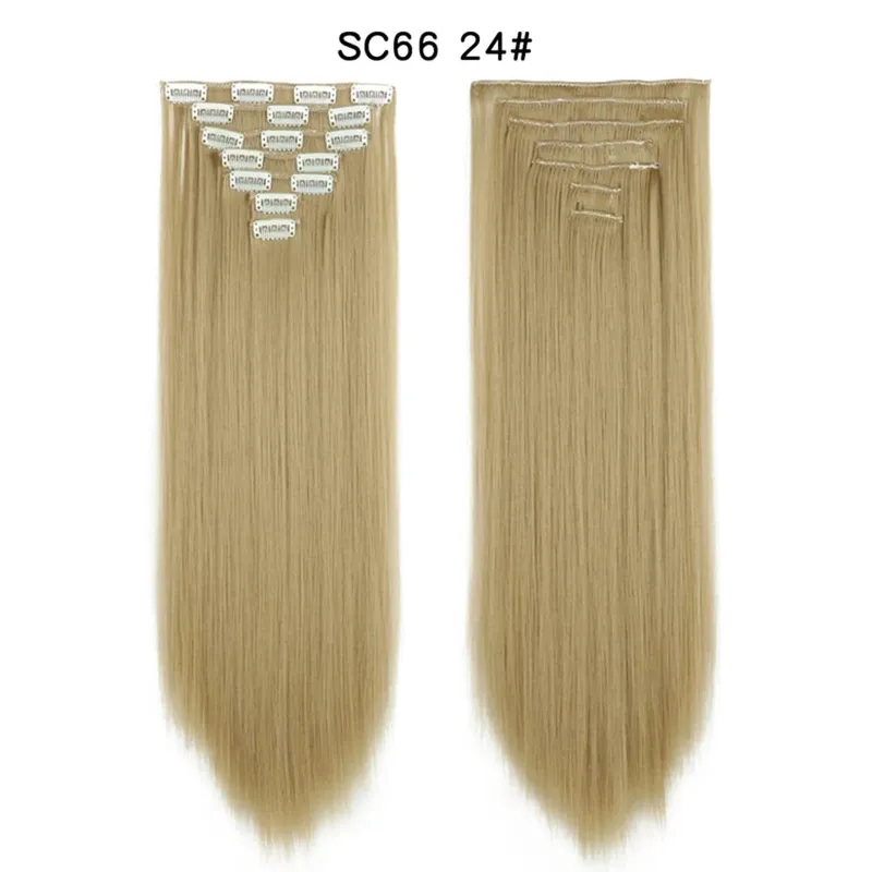 22palcové syntetické dlouhé rovné prodlužování vlasů s klipsem 16 klipů pro ženy falešné falešné vlasy ombre černá blond styling vlasů — image 50