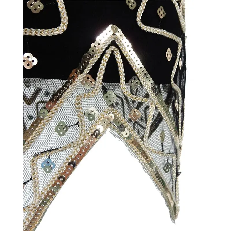 1920s Women's Sequin Triangle Hem Dress Sleeveless Gold Thread Embroidery Tassel Gatsby Party Dress — image 3