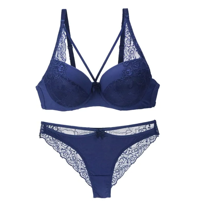 2021 New Sexy Women BCD Cup Bra Sets Lace Thong Hollow Out Underwear Panties Intimante Brief Female Girls Lingerie