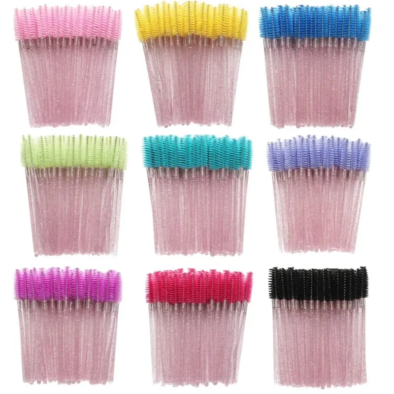 50pcs Shiny Disposable Eyelash Brush Applicator Wands Curler Mascara Eyebrow Makeup Tools Spoolers Comb Wands Spoolies Brushes — image 6