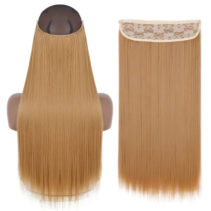 Synthetic No Clip Wave Hair Extensions Hidden Secret False Hairpiece One Piece Fish Line Fake Hair Piece — image 25