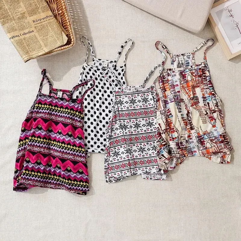 Women's Boho Printed Crop Top S-3XL Soft Viscose Sexy Sleeveless Adjustable Strap Tank Top Women's Clothing Clearance — image 9
