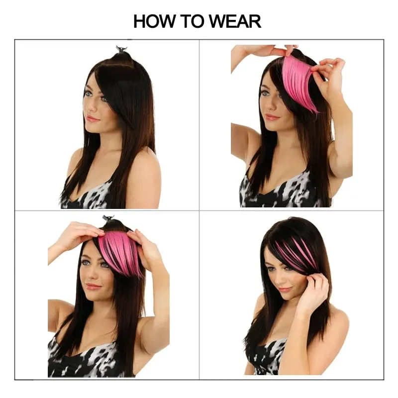 Colorful Synthetic Hair Pieces Clip In on Front High Temperature Fiber Hair Bangs Hair Extensions Hair Accessories for Women