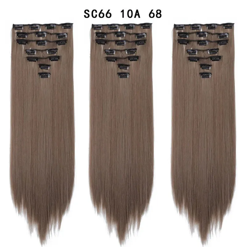 24Inch Synthetic Long Straight Hair Extensions 7pcs/Set 16 Clips in High Tempreture Fiber Synthetic Red Black Brown Hair Piece — image 16