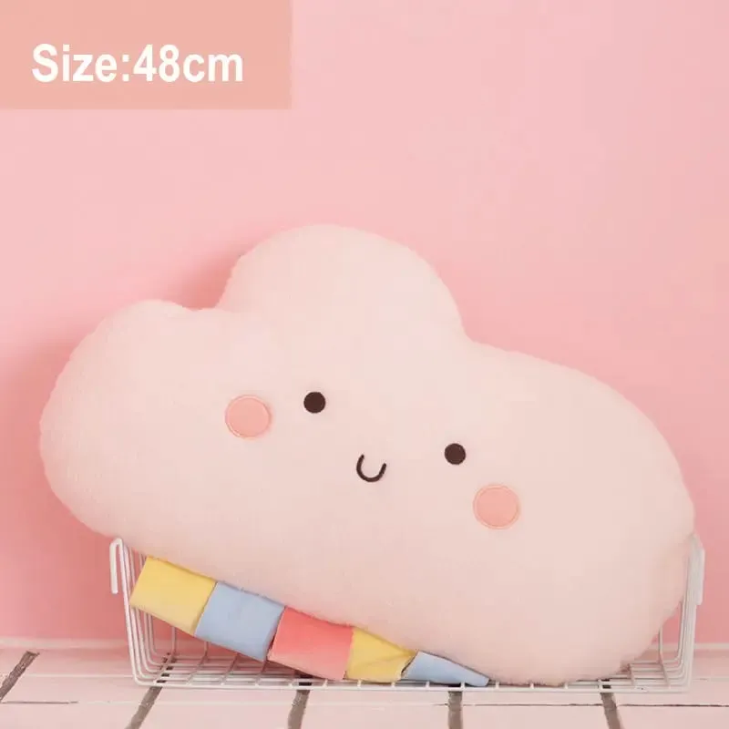 Cute Emotion Face Weather Pillow Stuffed Plush Thunder Dark Clouds Rainbow White Cloud Cushion Baby Bed Room Decor Home Decor