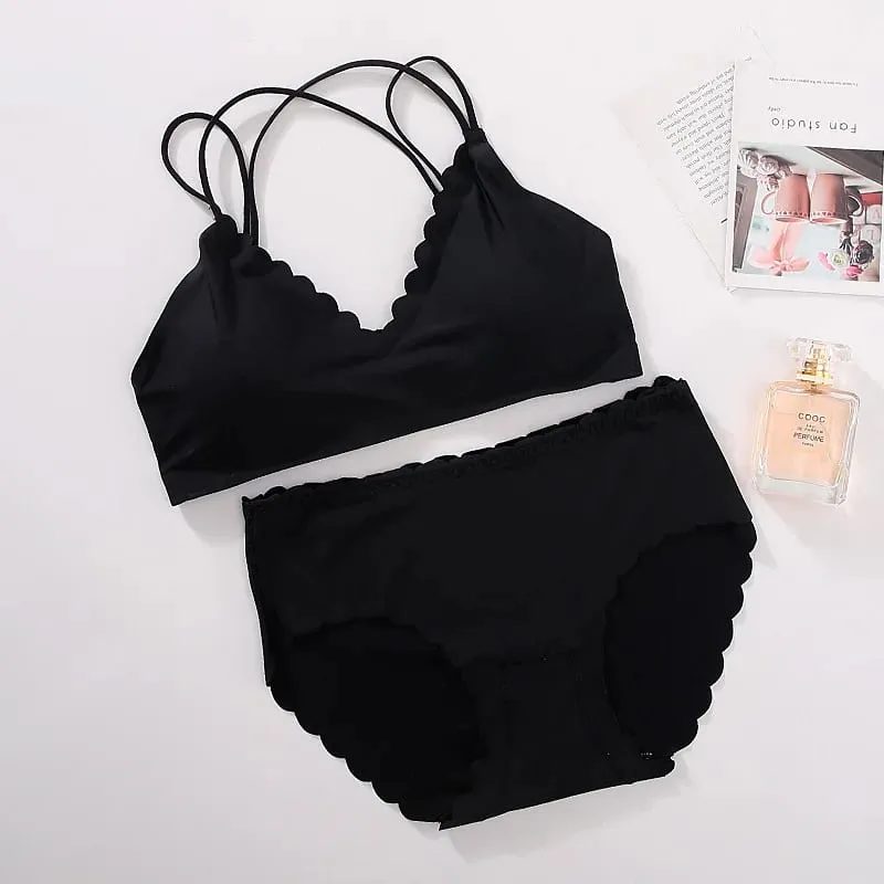 Women Seamless Bra And Panties Set Wire Free Bra Top Push Up Bralette Briefs Japanese Underwear Set Female Sexy Lingerie — image 2